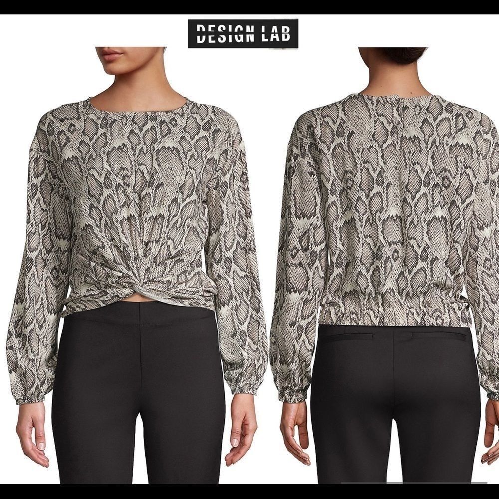 NWOT design Lab Snakeskin-Print Knot Front Top